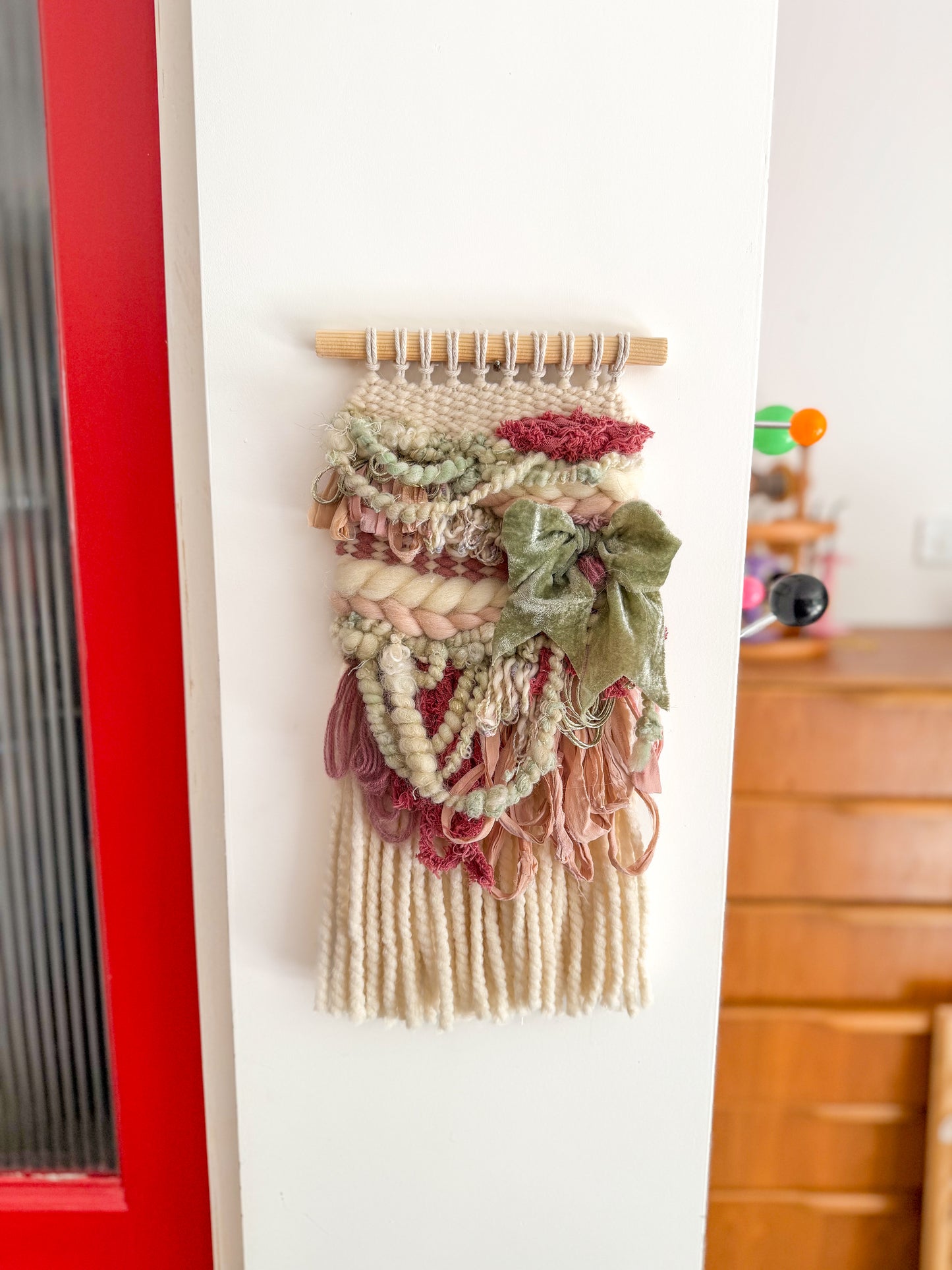 Woven Sage Velvet Bow
