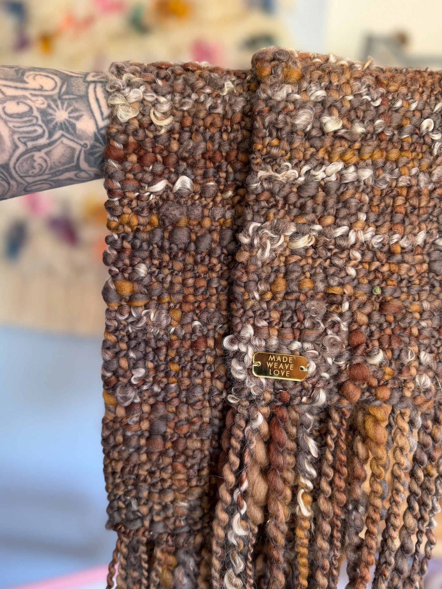 Woven Scarf Chunky Brown