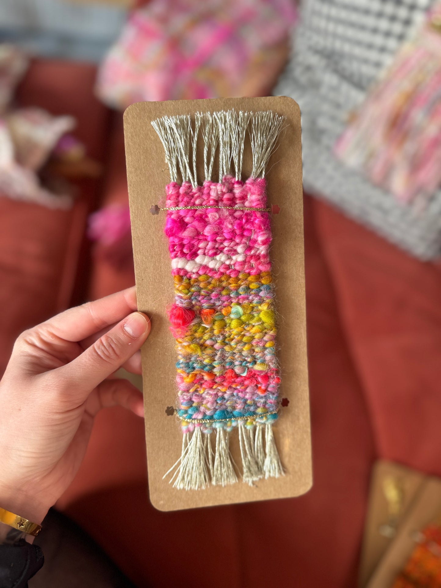 Woven mini scarf bookmark 1