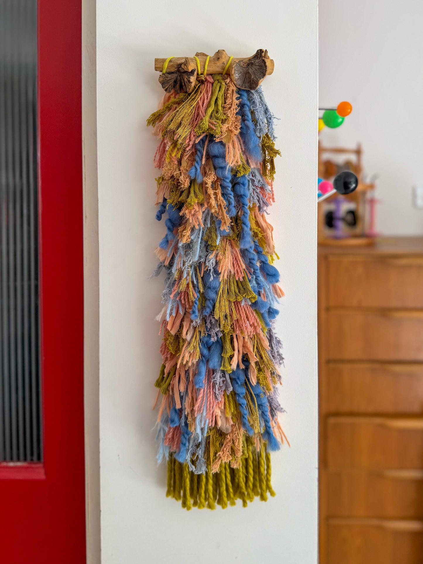 Woven Wall Hanging Olive Coral