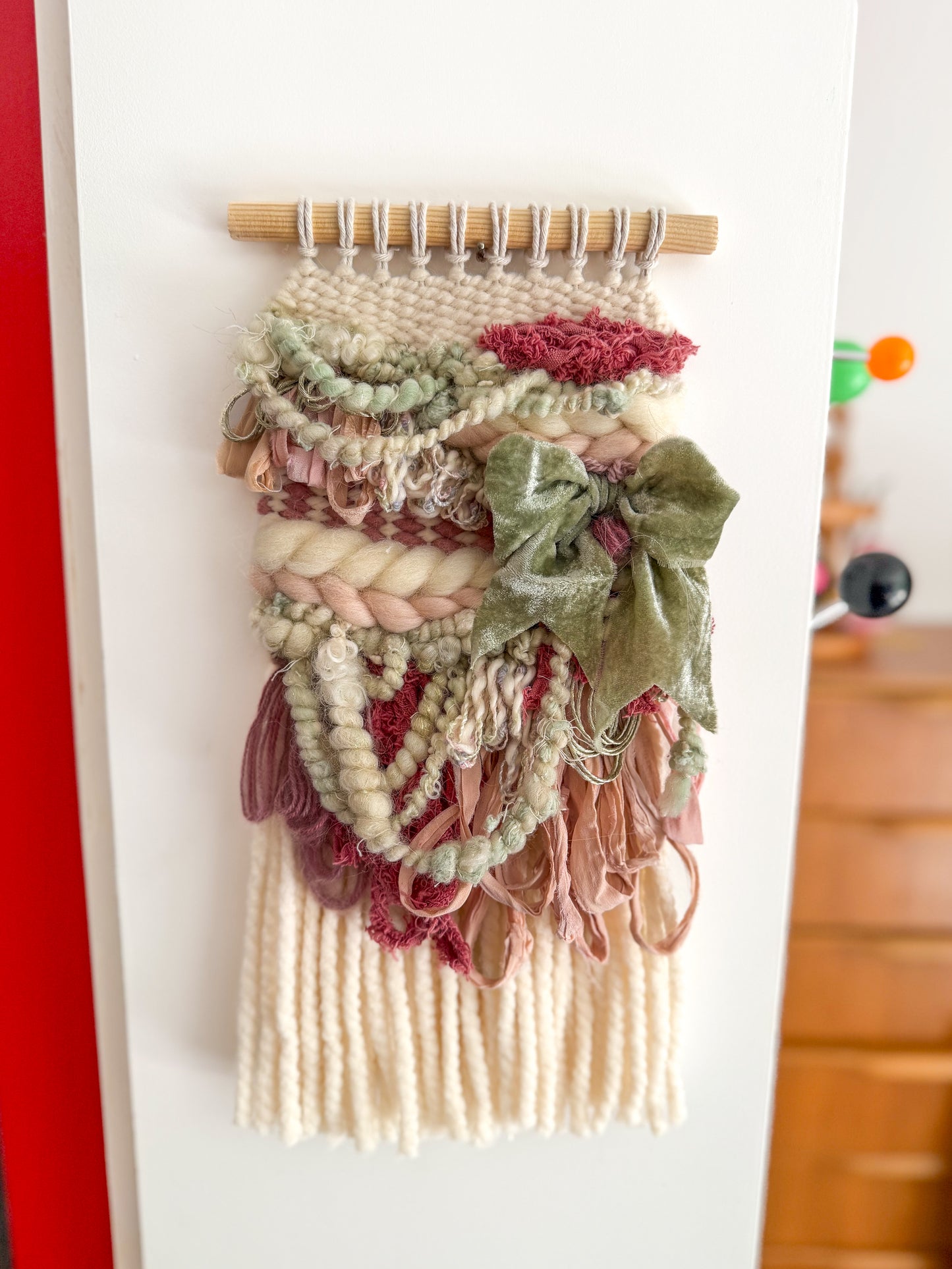 Woven Sage Velvet Bow