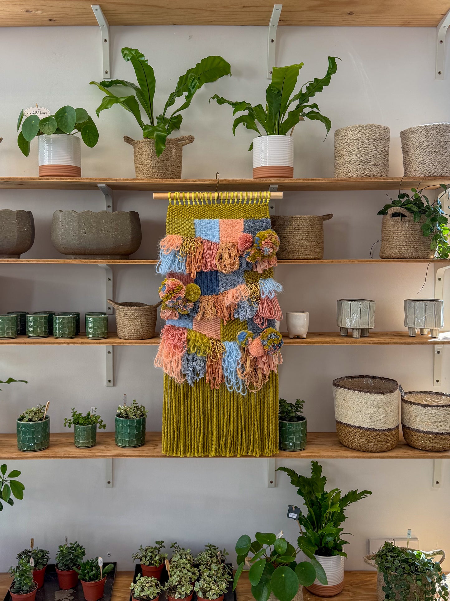 Woven Wall Hanging XL Olive Coral Loop