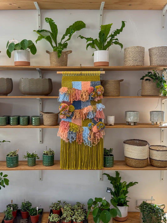 Woven Wall Hanging XL Olive Coral Loop