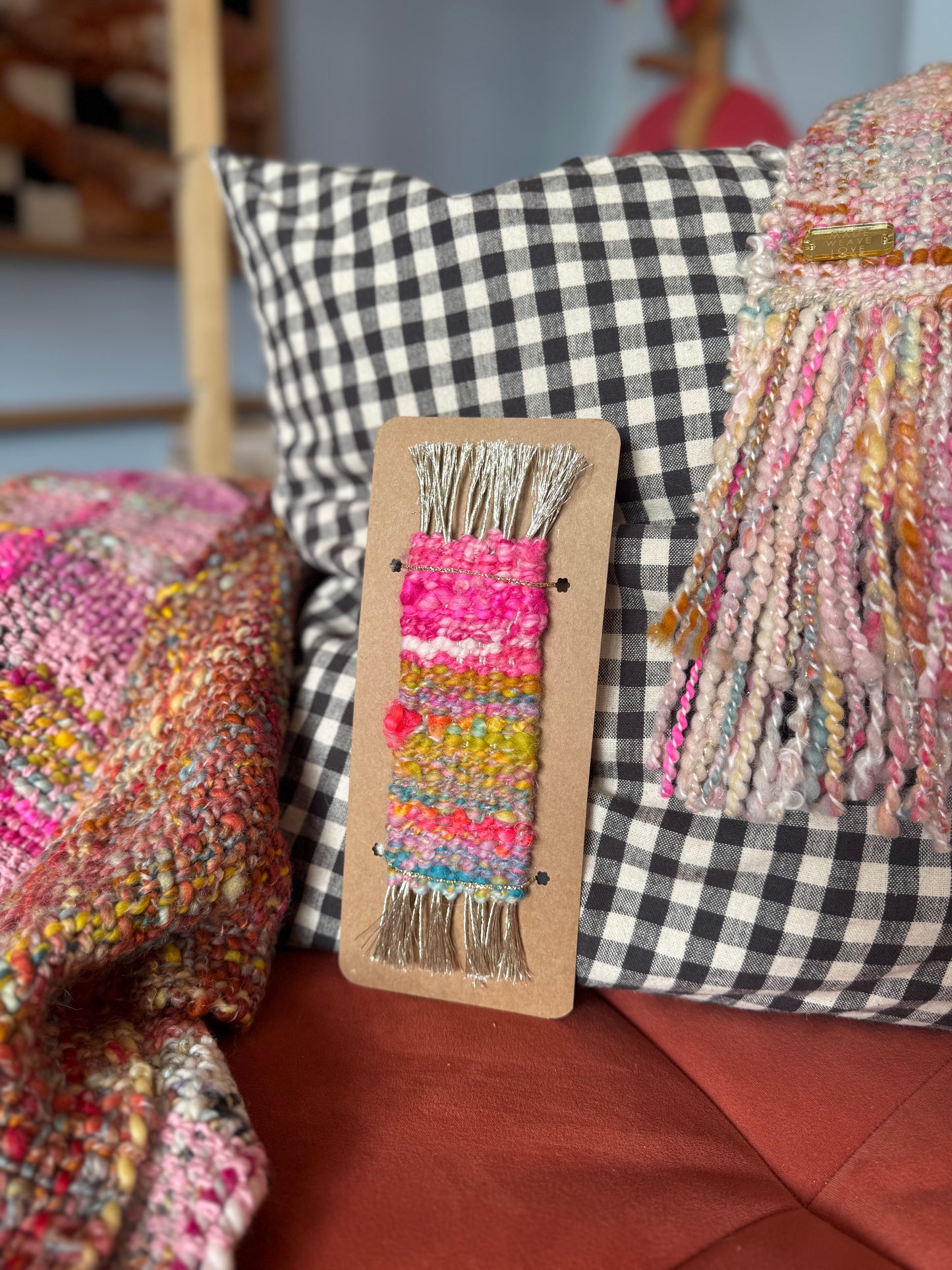 Woven mini scarf bookmark 1