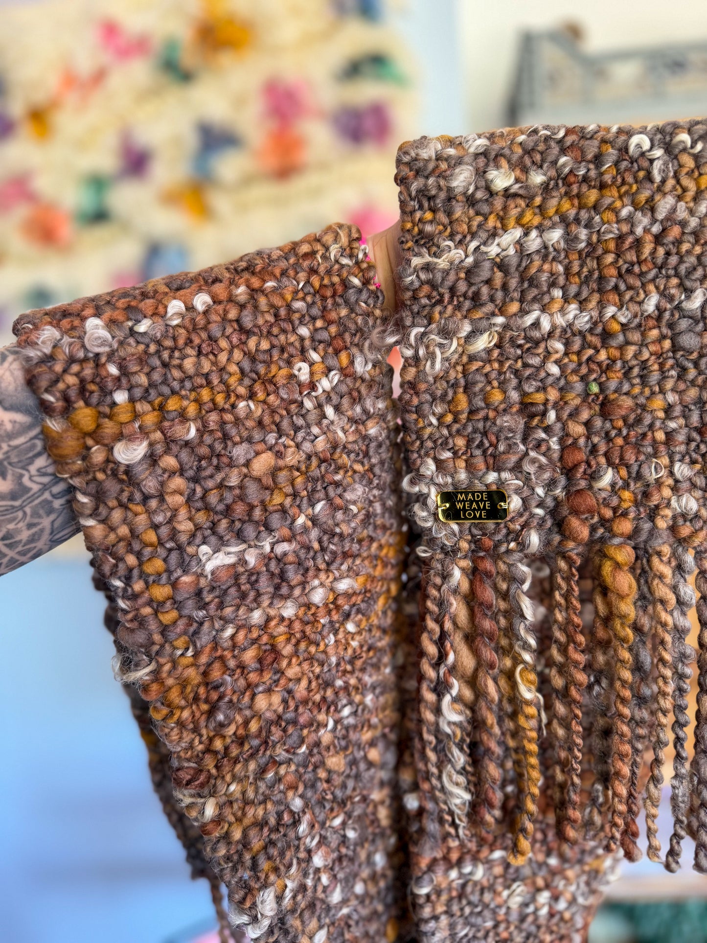 Woven Scarf Chunky Brown
