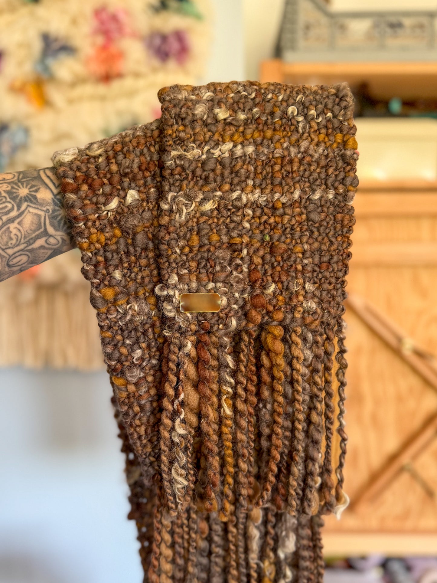 Woven Scarf Chunky Brown