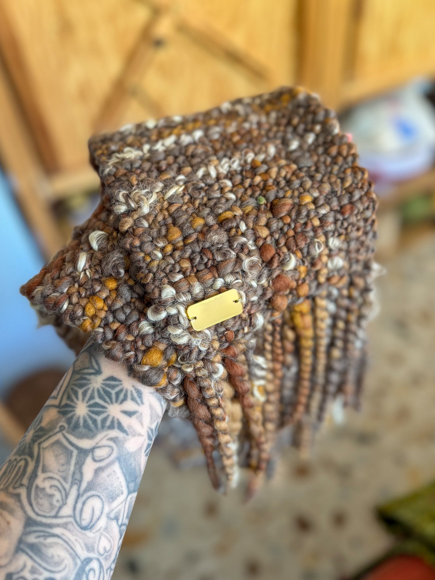 Woven Scarf Chunky Brown