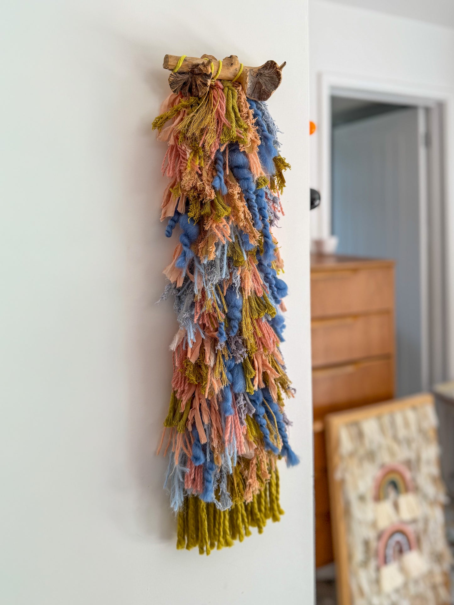 Woven Wall Hanging Olive Coral