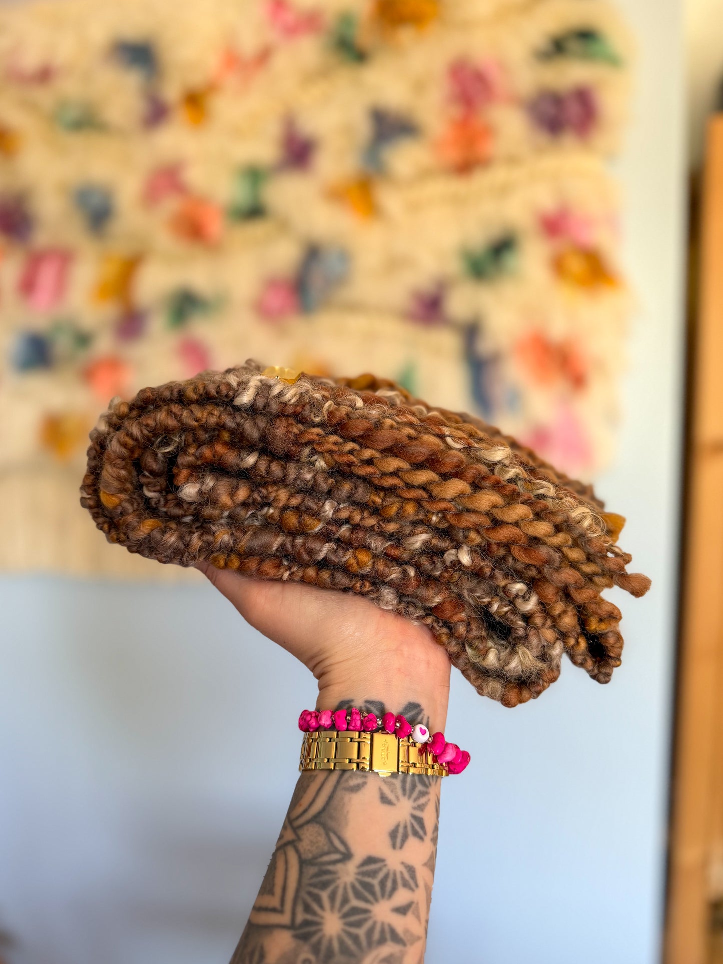 Woven Scarf Chunky Brown