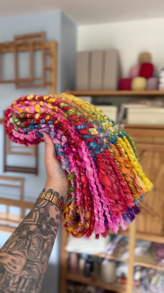 Woven OOAK rainbow shawl
